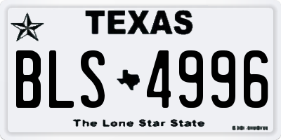 TX license plate BLS4996