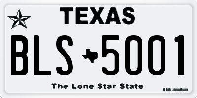 TX license plate BLS5001