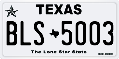 TX license plate BLS5003