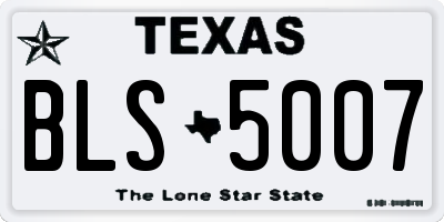 TX license plate BLS5007