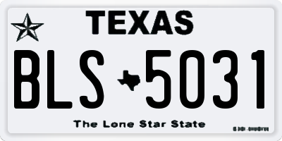 TX license plate BLS5031
