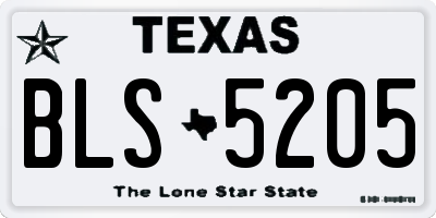 TX license plate BLS5205