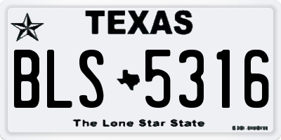 TX license plate BLS5316