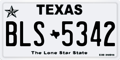 TX license plate BLS5342