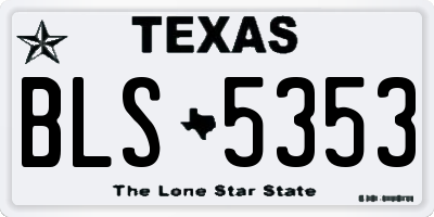 TX license plate BLS5353