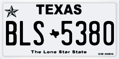 TX license plate BLS5380