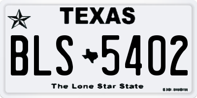 TX license plate BLS5402