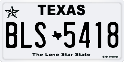 TX license plate BLS5418