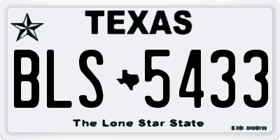TX license plate BLS5433