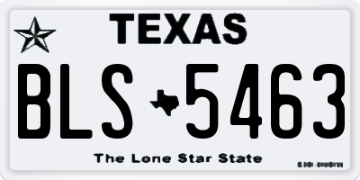 TX license plate BLS5463