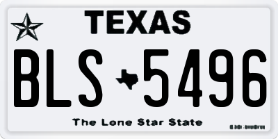 TX license plate BLS5496