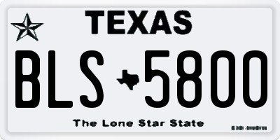 TX license plate BLS5800