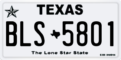 TX license plate BLS5801