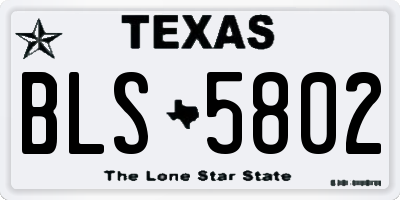 TX license plate BLS5802