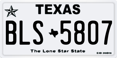TX license plate BLS5807
