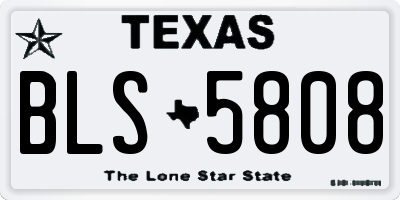 TX license plate BLS5808