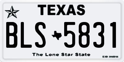 TX license plate BLS5831