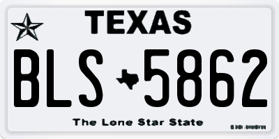 TX license plate BLS5862