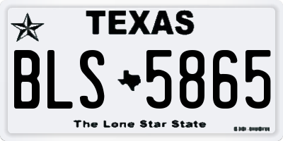TX license plate BLS5865