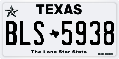 TX license plate BLS5938