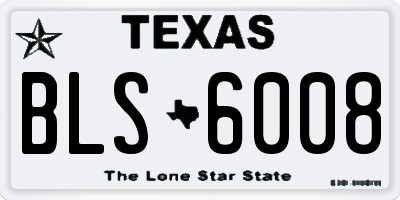 TX license plate BLS6008