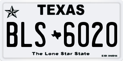 TX license plate BLS6020
