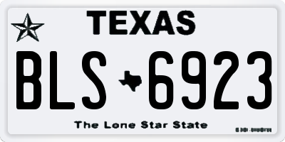 TX license plate BLS6923