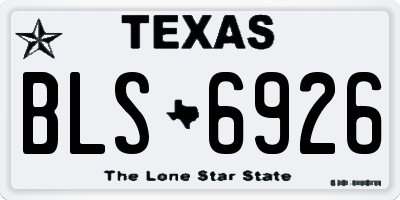 TX license plate BLS6926