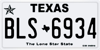 TX license plate BLS6934