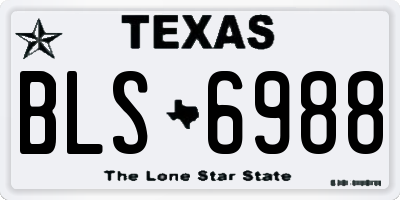 TX license plate BLS6988