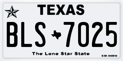 TX license plate BLS7025
