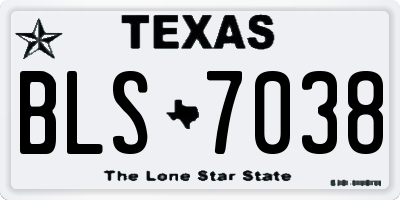 TX license plate BLS7038