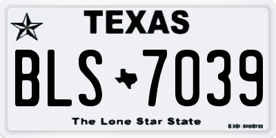 TX license plate BLS7039