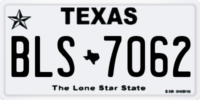 TX license plate BLS7062