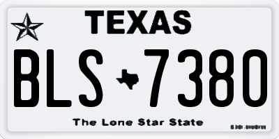 TX license plate BLS7380