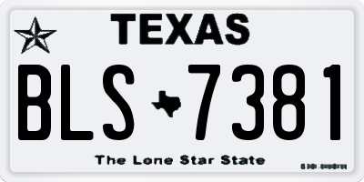 TX license plate BLS7381