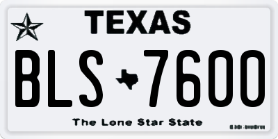 TX license plate BLS7600