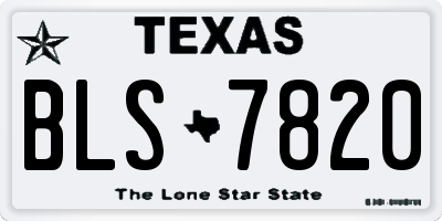 TX license plate BLS7820
