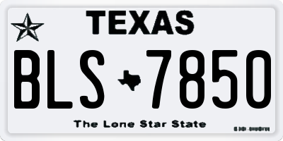TX license plate BLS7850