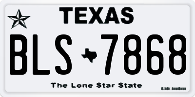 TX license plate BLS7868