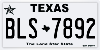TX license plate BLS7892