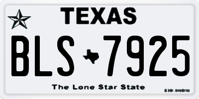 TX license plate BLS7925