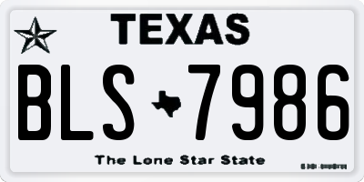 TX license plate BLS7986