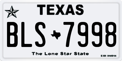TX license plate BLS7998