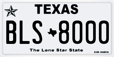 TX license plate BLS8000
