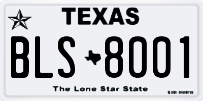 TX license plate BLS8001