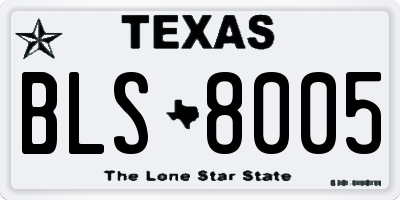 TX license plate BLS8005