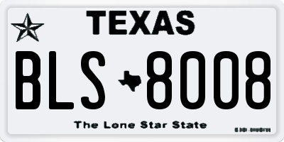 TX license plate BLS8008