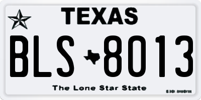 TX license plate BLS8013