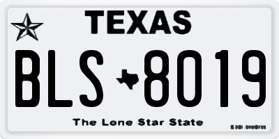 TX license plate BLS8019